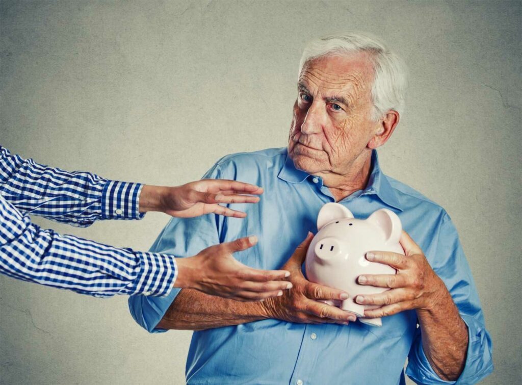 Man protecting his savings